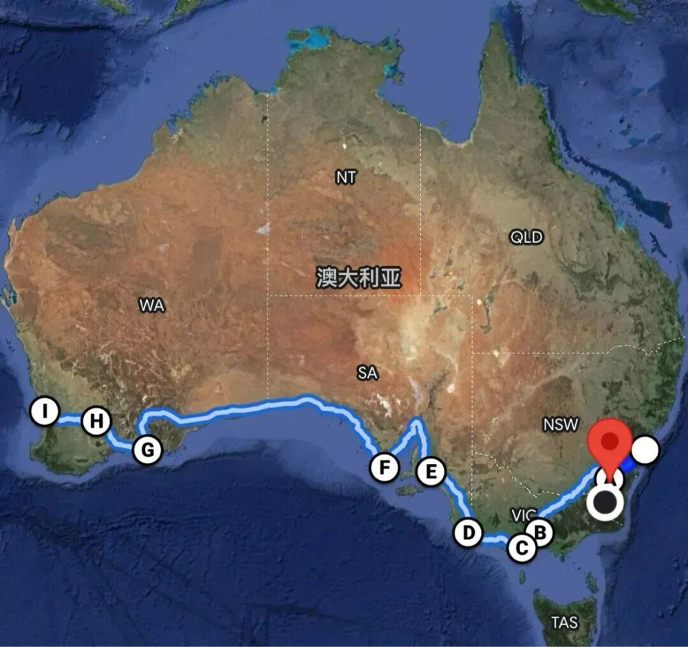 2026 澳洲东西公路大穿越路线：从悉尼横跨纳拉伯平原至西澳珀斯的 5000 公里行程。